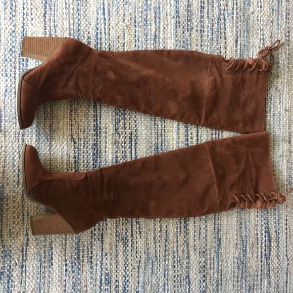 Shoes - Over the Knee high heels brown boots